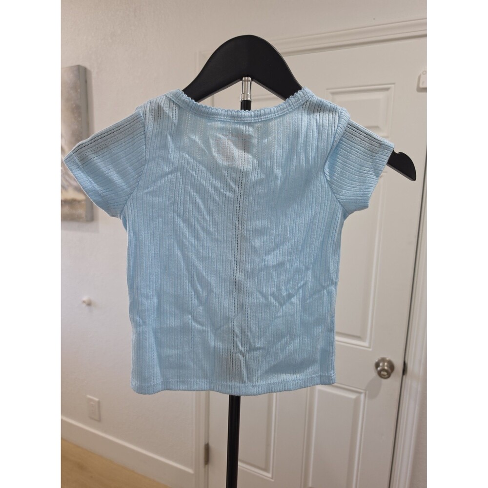 Cat & Jack Girls Short Sleeve Blue Button Up Blouse Size XS 4/5 - Picture 6 of 6